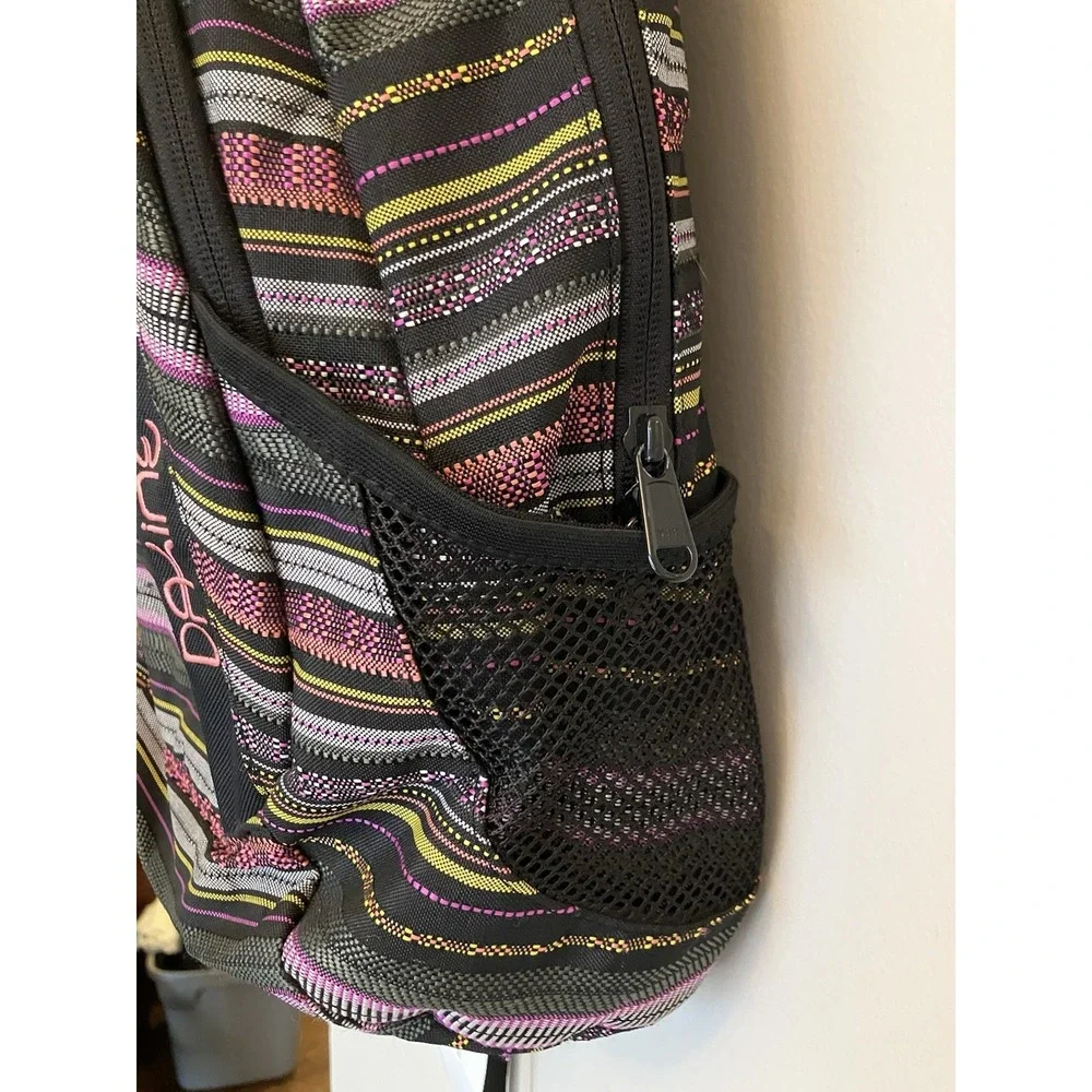 Dakine Striped Backpack Black Pink Yellow School Travel Laptop Bag Unisex